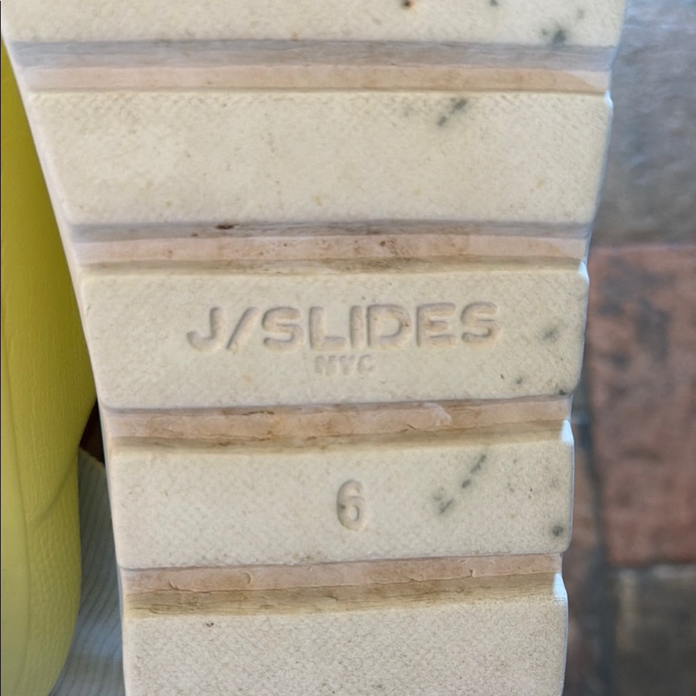 J/SLIDES Lemon Yellow Double Buckle Platform Slide Sandals - Picture 4 of 6